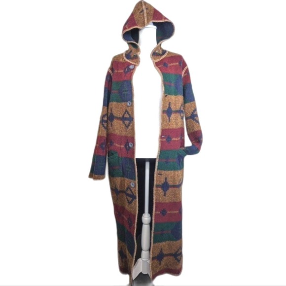 Vintage Woolrich Reversible 
Western Blanket Coat Wool Hooded USA Made M
Made - Picture 1 of 11